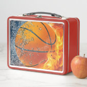 炎のバスケットボール装飾用クッション メタルランチボックス (インサイチュ)