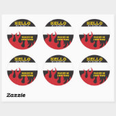 炎のバーベキューイベントのHello nameタグ ラウンドシール (シート)