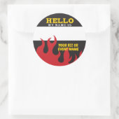 炎のバーベキューイベントのHello nameタグ ラウンドシール (バッグ)