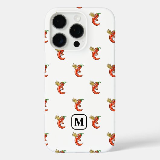 炎のパターンと小さなチリカスタムイニシャル Case-Mate iPhoneケース (裏面)
