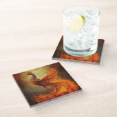 炎のフェニックスin霧 ガラスコースター (アングル)