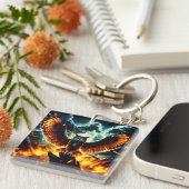 炎のフクロウの月の出 キーホルダー (正面右)