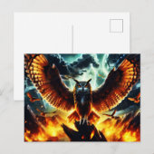 炎のフクロウの月の出 ポストカード (正面/裏面)