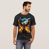 炎のフクロウの月の出 Tシャツ (正面フル)