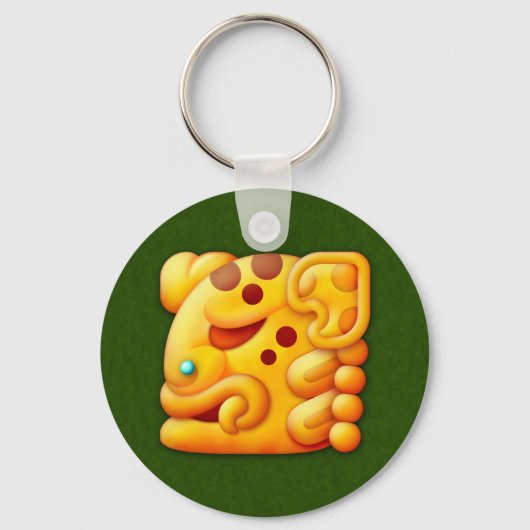炎のマヤ動物の頭 キーホルダー (正面)