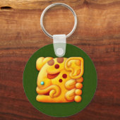 炎のマヤ動物の頭 キーホルダー (正面)