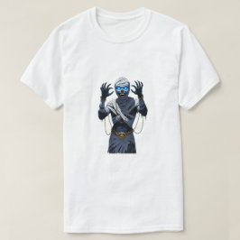 炎のミイラ戦士 - 鎖と炎のハロウィン・ホラー Tシャツ