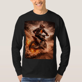 炎のモトクロス オフロードバイク Tシャツ