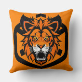 炎のライオンイラストレーションに囲まれた派手な クッション (裏面)