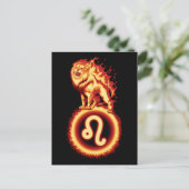 炎のライオン シンボル - 獅子座の星座 ポストカード (スタンド正面)