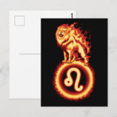 炎のライオン シンボル - 獅子座の星座 ポストカード (正面/裏面)