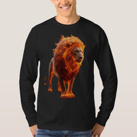 炎のライオン - ドラマティックファンタジーTシャツ Tシャツ (正面)