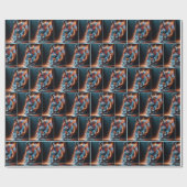 炎のライトトレイルを備えたネオンスケートボーダー ラッピングペーパー (フラット)