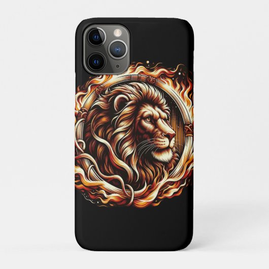 炎のリング内の燃えるライオン 占星術  Case-Mate iPhoneケース (裏)