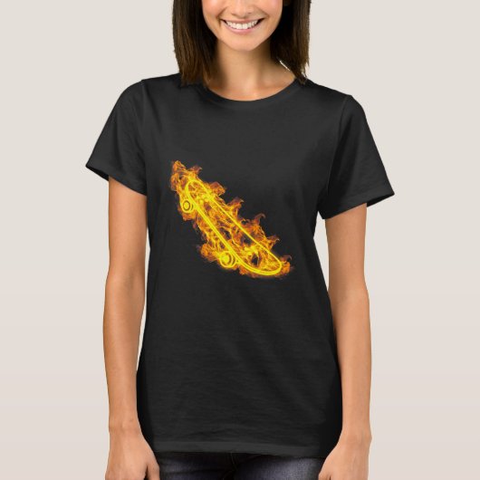 炎のロングボード スケートボード 燃えるスケーター スケボ Tシャツ (正面)