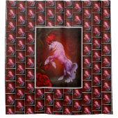 炎の一角馬とバラ動物 シャワーカーテン (正面)