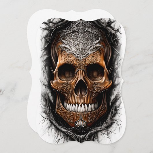 炎の中での超現実的ファンタジースカル ノートカード (正面/裏面)