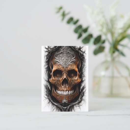 炎の中での超現実的ファンタジースカル 名刺 (スタンド正面)