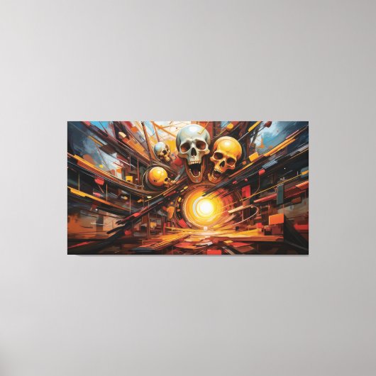 炎の中でスカルを叫ぶ キャンバスプリント (正面)