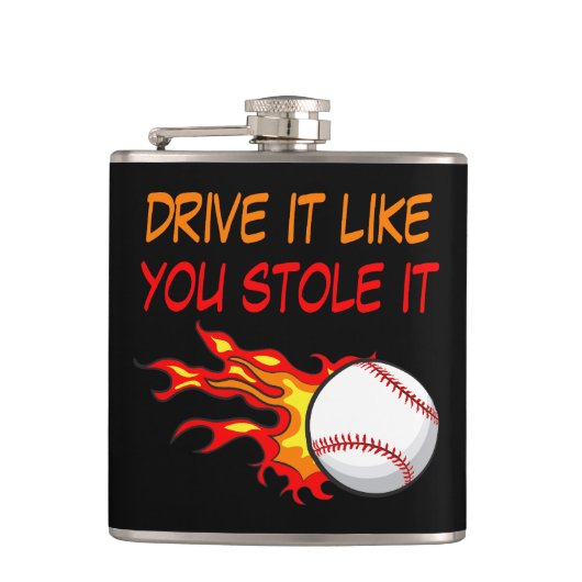 炎の中で野球を燃やすおもしろい引用文、ブラック フラスク (正面)