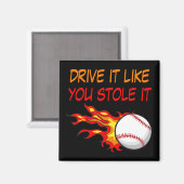 炎の中で野球を燃やすおもしろい引用文、ブラック マグネット (正面/裏面)