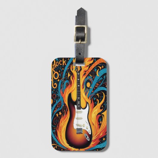 炎の中のエレキ鮮やかター ラゲッジタグ (正面縦)