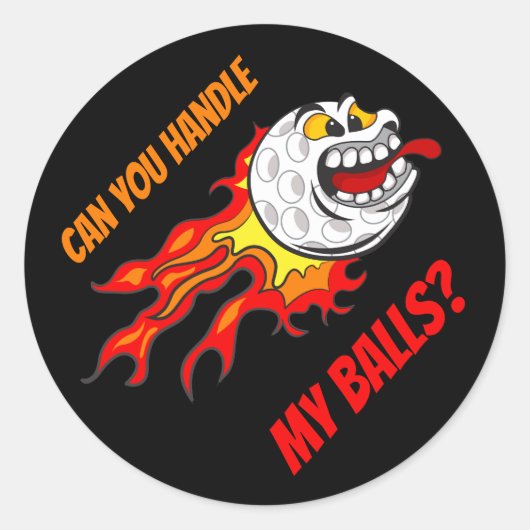 炎の中のゴルフボール，ブラック ラウンドシール (正面)