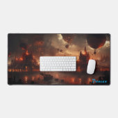 炎の中のツェッペリンSteampunk眼鏡 デスクマット (キーボード&マウス)