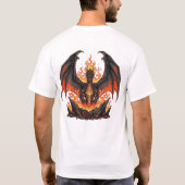 炎の中のドラゴン - ドラゴンエンブレムチェスト + ファイアリー Tシャツ (裏面)