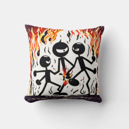 炎の中の人々Badaistのアートワーク クッション