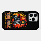 炎の中の消防用ヘルメット iPhoneケース (裏面横)