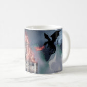 炎の中の美しさ 城とドラゴンマグカップ コーヒーマグカップ (正面右)