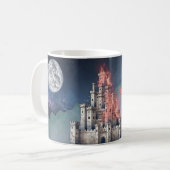 炎の中の美しさ 城とドラゴンマグカップ コーヒーマグカップ (正面左)