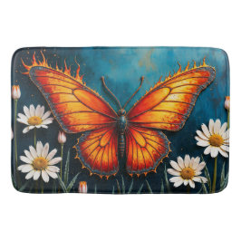 炎の中の蝶ファンタジー白カモミールの芸術 バスマット
