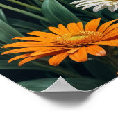 炎の中の蝶ファンタジー白カモミールの芸術 ポスター (角)