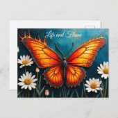 炎の中の蝶ファンタジー白カモミールの芸術 ポストカード (正面/裏面)