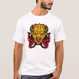 炎の中を歩くバイソン Tシャツ