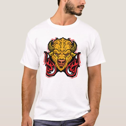 炎の中を歩くバイソン Tシャツ (正面)