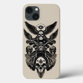 炎の中を疾走する翼のドクロバイク iPhone 13ケース