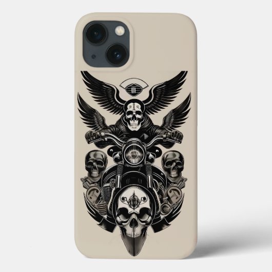 炎の中を疾走する翼のドクロバイク Case-Mate iPhoneケース (裏面)