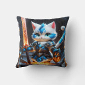 炎の剣を振り回す鎧を着けたキャットナイト クッション (裏面)