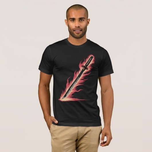 炎の剣Tシャツ | ファイアブレード グラフィックシャツ Tシャツ (正面フル)