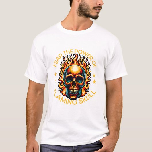 炎の力を恐れるスカル Tシャツ (正面)