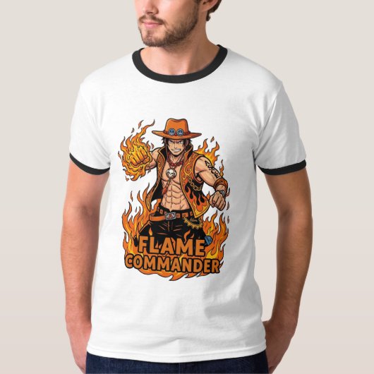 炎の司令官 海賊 アクションアート Tシャツ (正面)