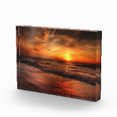 炎の夕日の海波 フォトブロック (右)