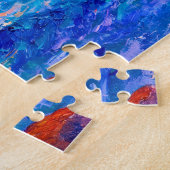 炎の夕焼け印象派の風景の崖 ジグソーパズル (側面)