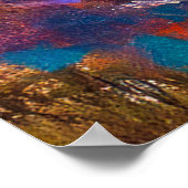 炎の夕焼け印象派の風景の崖 ポスター (角)