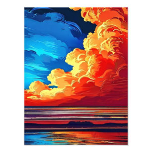 炎の夕焼け海 フォトプリント           