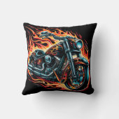 炎の夜を通して燃え盛るオートバイ クッション (裏面)