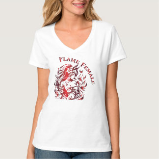炎の女性用VネックTシャツ Tシャツ
